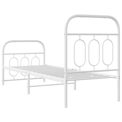 Metal Bed Frame with Headboard and Footboard White 75x190 cm Small Single