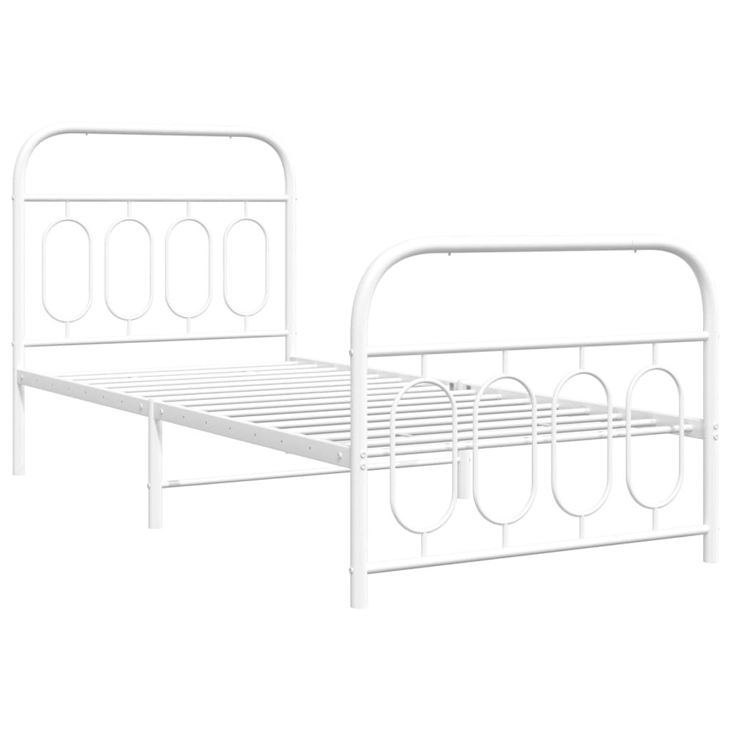 Metal Bed Frame with Headboard and Footboard White 80x200 cm