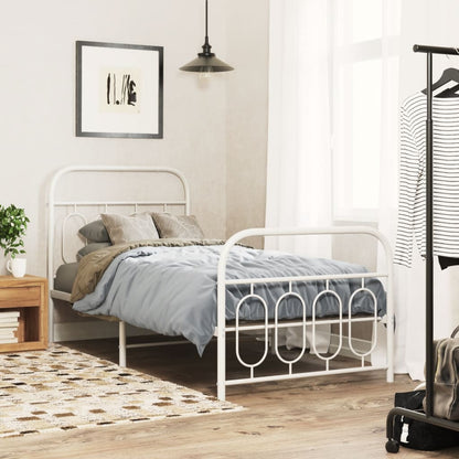 Metal Bed Frame with Headboard and Footboard White 80x200 cm