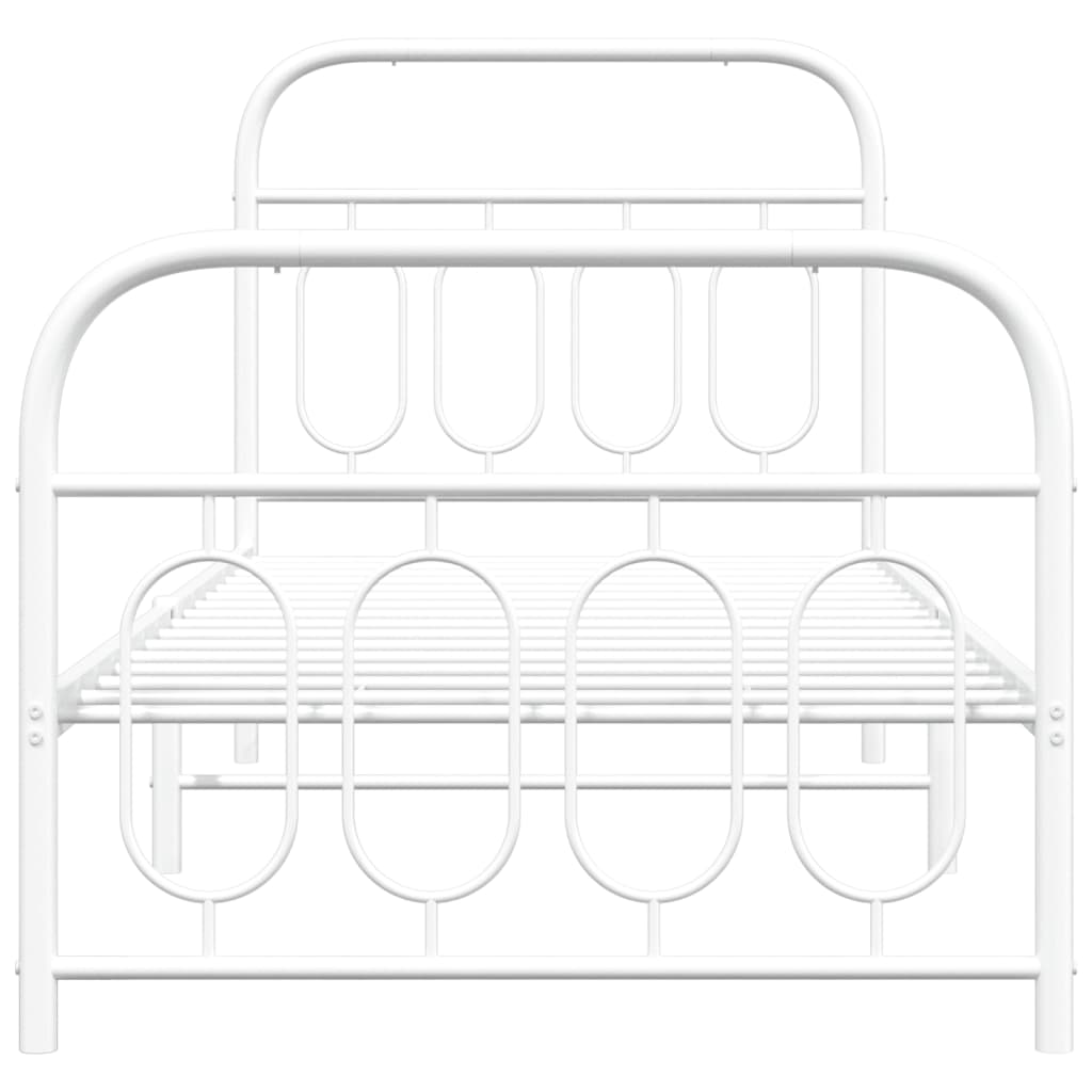 Metal Bed Frame with Headboard and Footboard White 80x200 cm