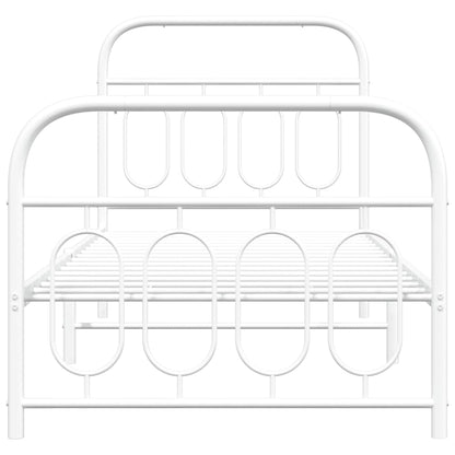 Metal Bed Frame with Headboard and Footboard White 80x200 cm