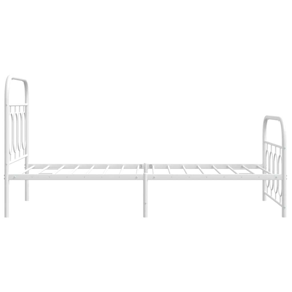 Metal Bed Frame with Headboard and Footboard White 80x200 cm