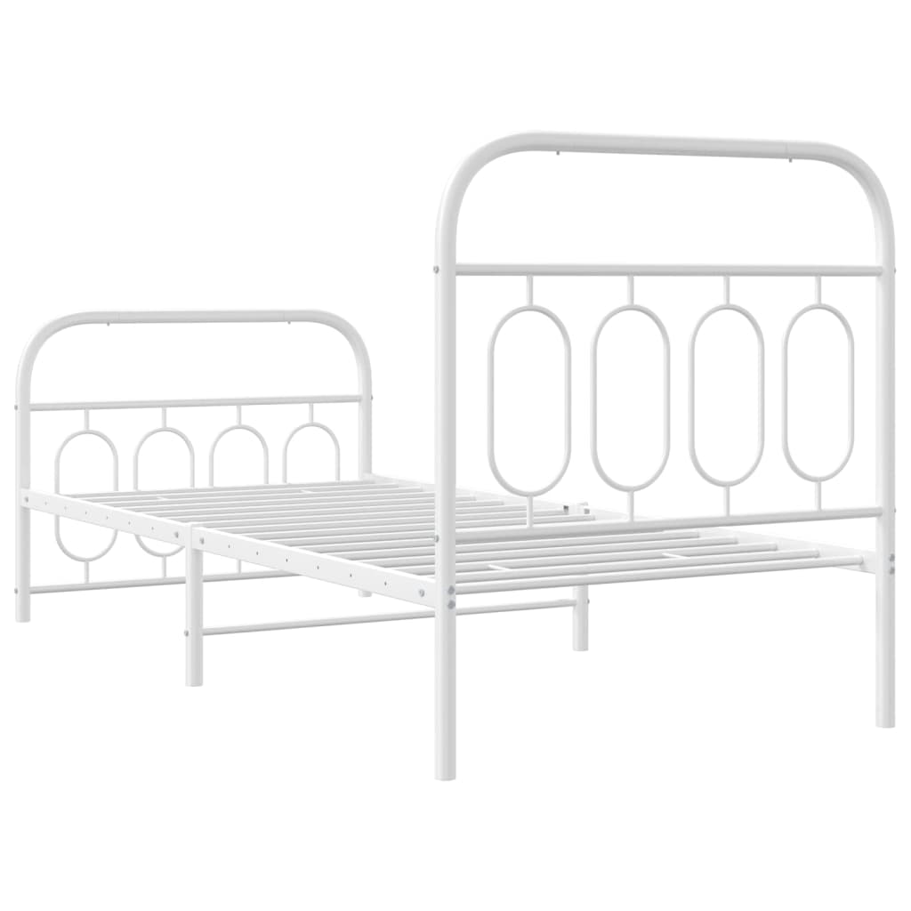 Metal Bed Frame with Headboard and Footboard White 80x200 cm