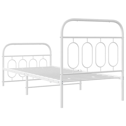 Metal Bed Frame with Headboard and Footboard White 80x200 cm