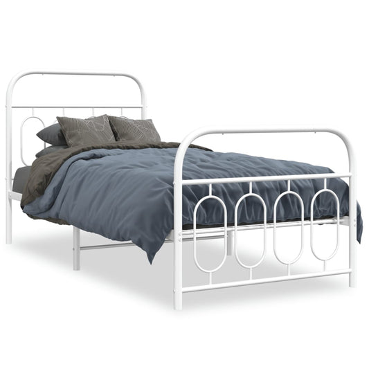 Metal Bed Frame with Headboard and Footboard White 80x200 cm