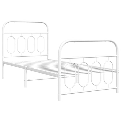 Metal Bed Frame with Headboard and Footboard White 90x190 cm Single