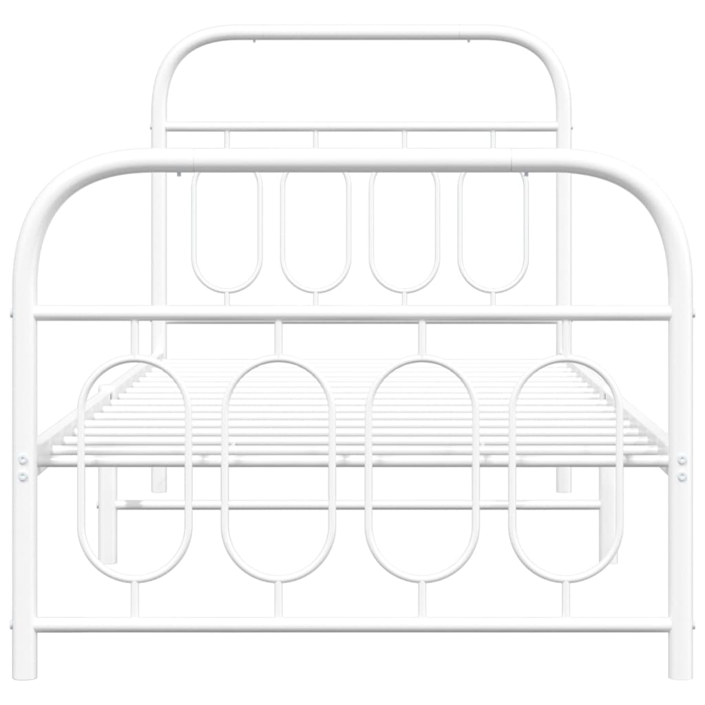 Metal Bed Frame with Headboard and Footboard White 90x190 cm Single