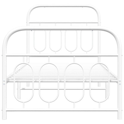 Metal Bed Frame with Headboard and Footboard White 90x190 cm Single