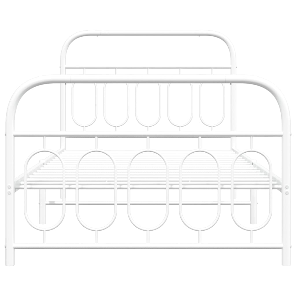 Metal Bed Frame with Headboard and Footboard White 100x190 cm