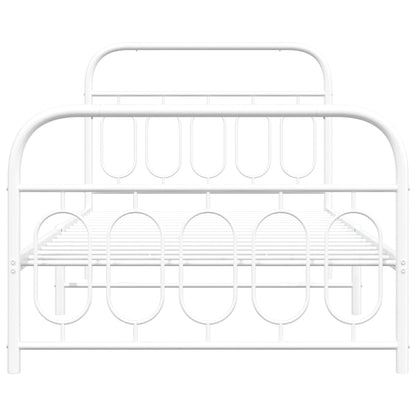 Metal Bed Frame with Headboard and Footboard White 100x190 cm