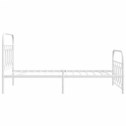 Metal Bed Frame with Headboard and Footboard White 100x190 cm