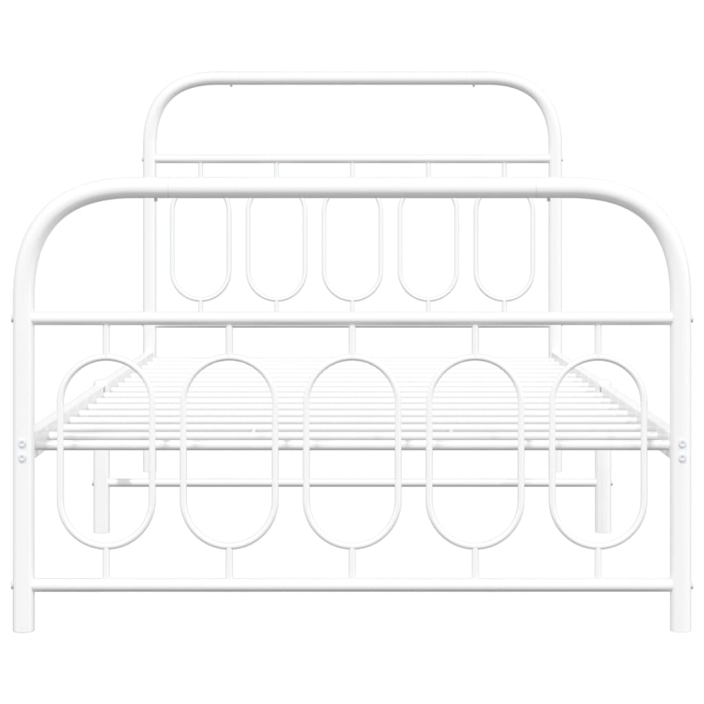 Metal Bed Frame with Headboard and Footboard White 100x200 cm