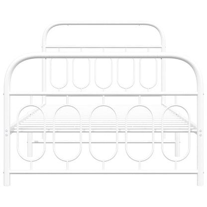 Metal Bed Frame with Headboard and Footboard White 100x200 cm