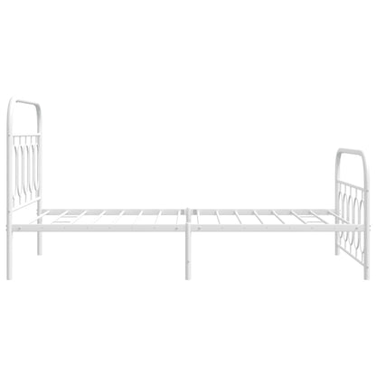 Metal Bed Frame with Headboard and Footboard White 100x200 cm