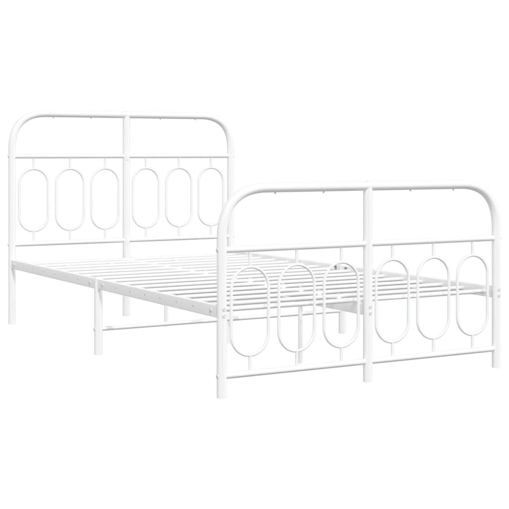 Metal Bed Frame with Headboard and Footboard White 120x200 cm