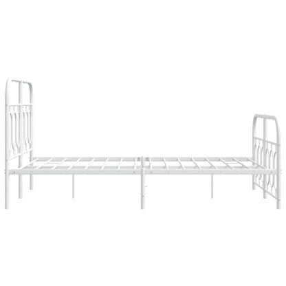 Metal Bed Frame with Headboard and Footboard White 120x200 cm