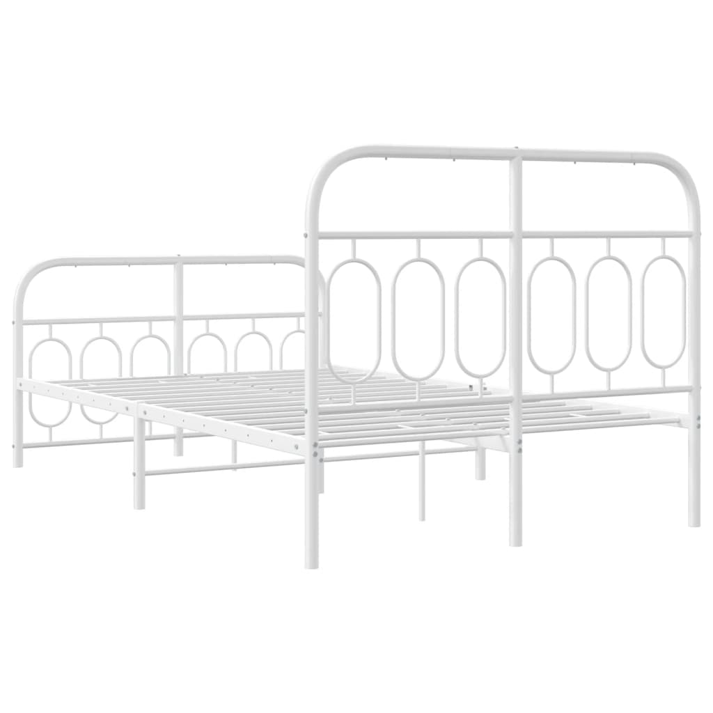 Metal Bed Frame with Headboard and Footboard White 120x200 cm