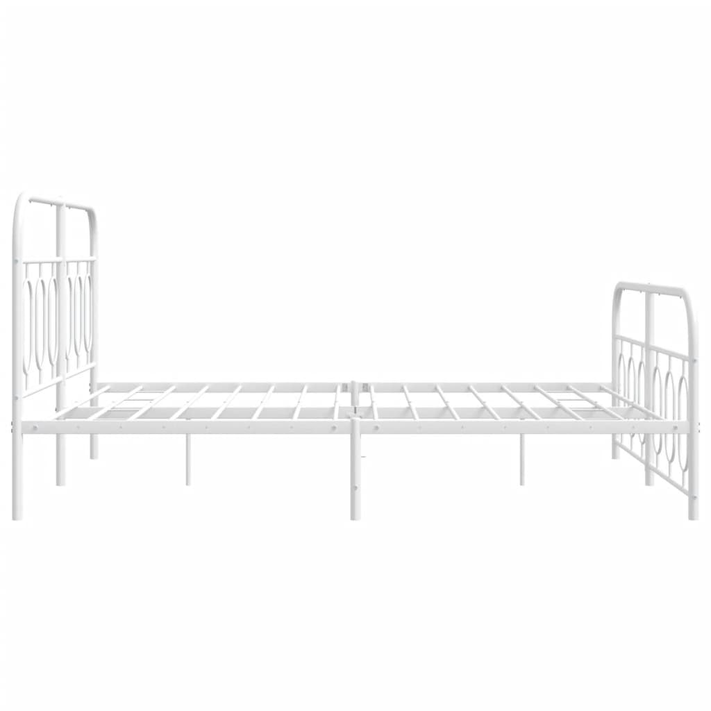 Metal Bed Frame with Headboard and Footboard White 135x190 cm Double