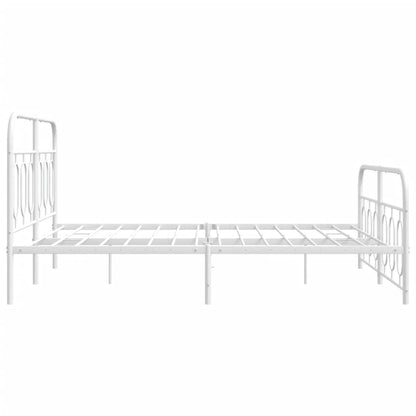 Metal Bed Frame with Headboard and Footboard White 135x190 cm Double