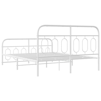 Metal Bed Frame with Headboard and Footboard White 135x190 cm Double