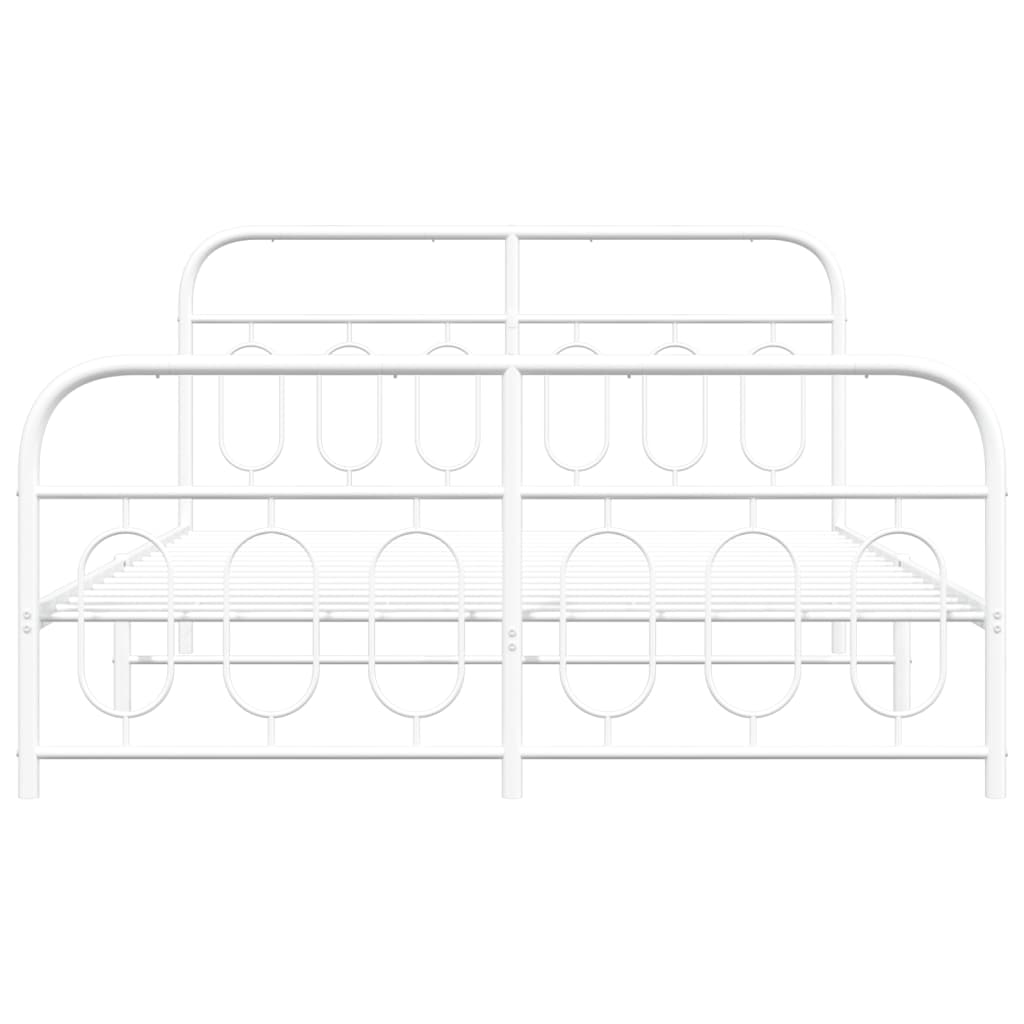 Metal Bed Frame with Headboard and Footboard White 140x190 cm