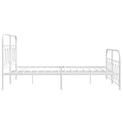 Metal Bed Frame with Headboard and Footboard White 140x190 cm