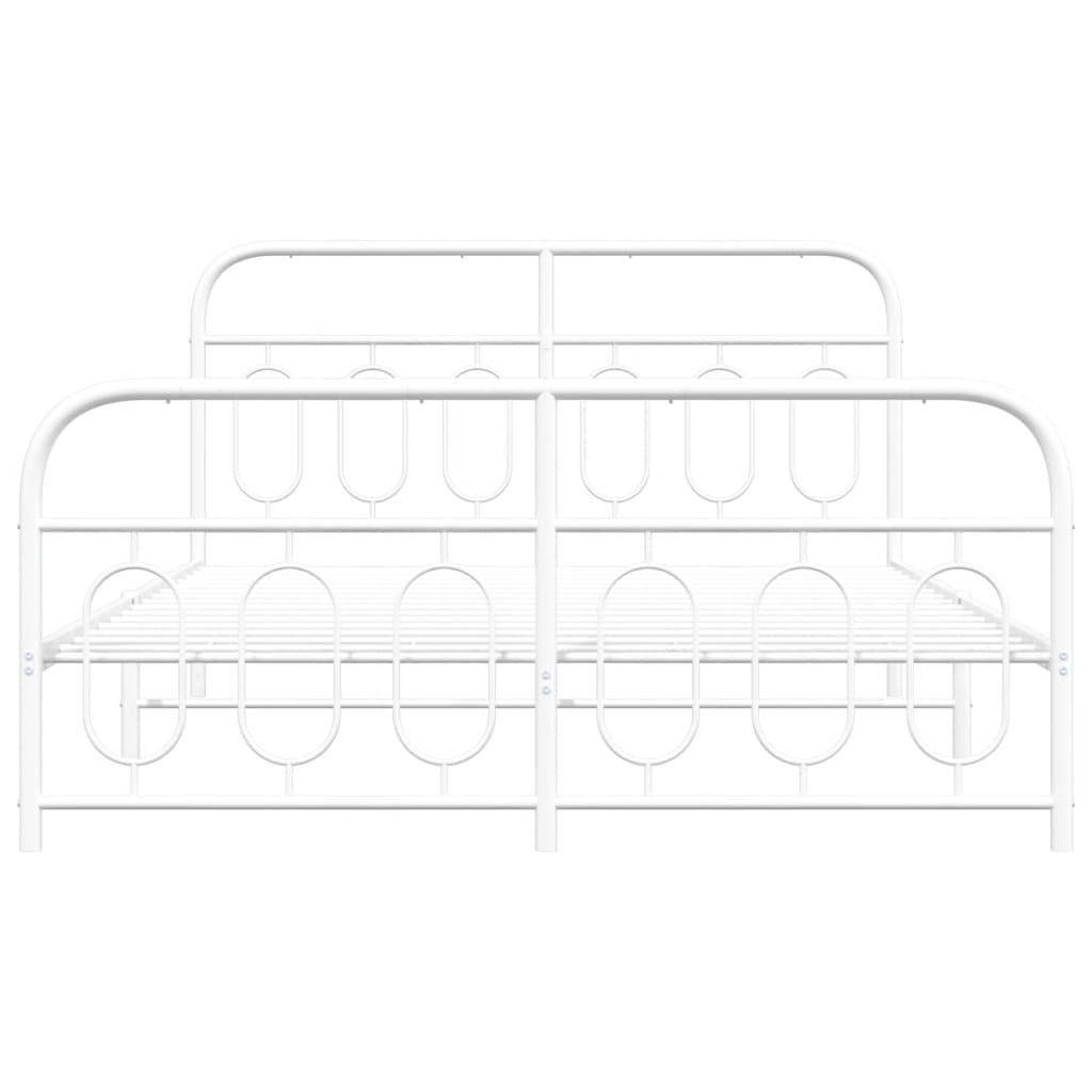 Metal Bed Frame with Headboard and Footboard White 140x200 cm