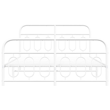 Metal Bed Frame with Headboard and Footboard White 140x200 cm