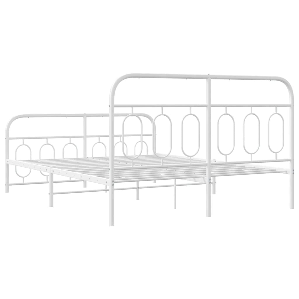 Metal Bed Frame with Headboard and Footboard White 140x200 cm