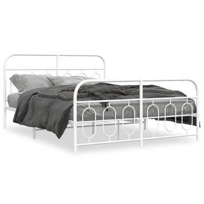 Metal Bed Frame with Headboard and Footboard White 140x200 cm