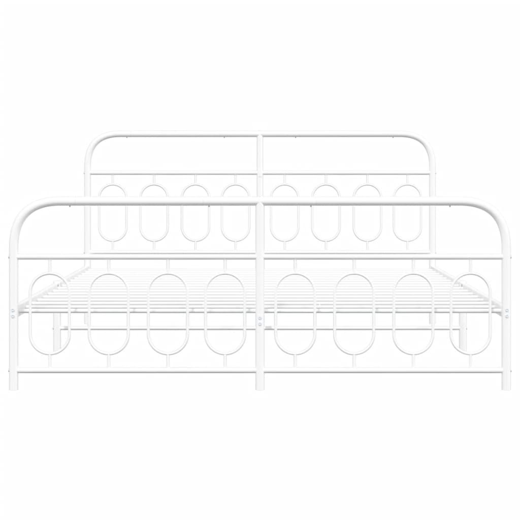 Metal Bed Frame with Headboard and Footboard White 160x200 cm