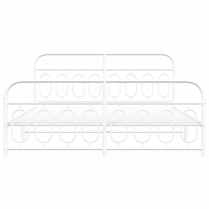 Metal Bed Frame with Headboard and Footboard White 160x200 cm