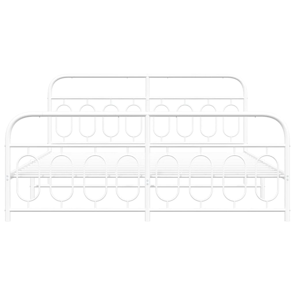 Metal Bed Frame with Headboard and Footboard White 183x213 cm