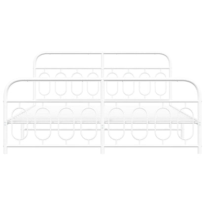 Metal Bed Frame with Headboard and Footboard White 183x213 cm