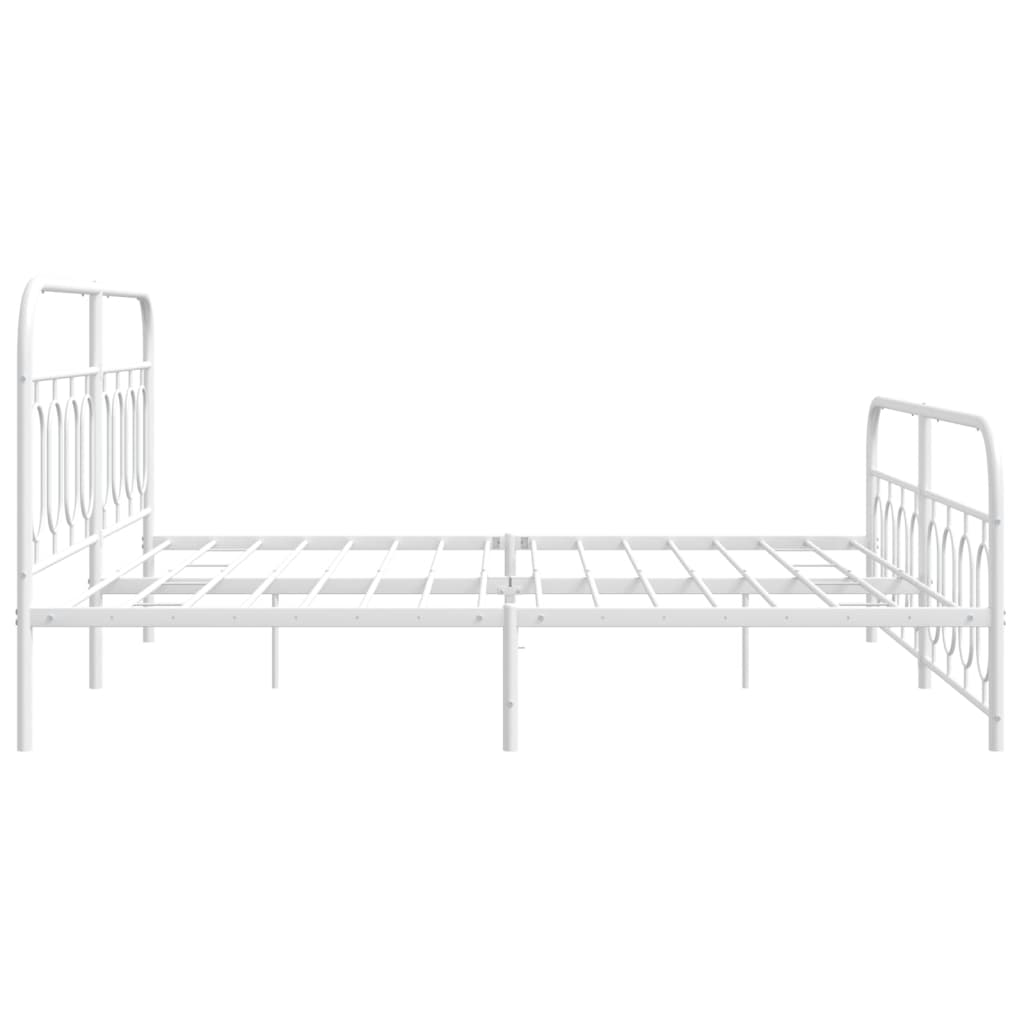 Metal Bed Frame with Headboard and Footboard White 183x213 cm