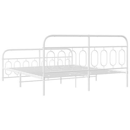 Metal Bed Frame with Headboard and Footboard White 183x213 cm