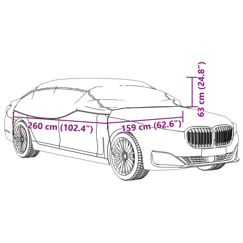 Half Car Cover with Hooks Silver M