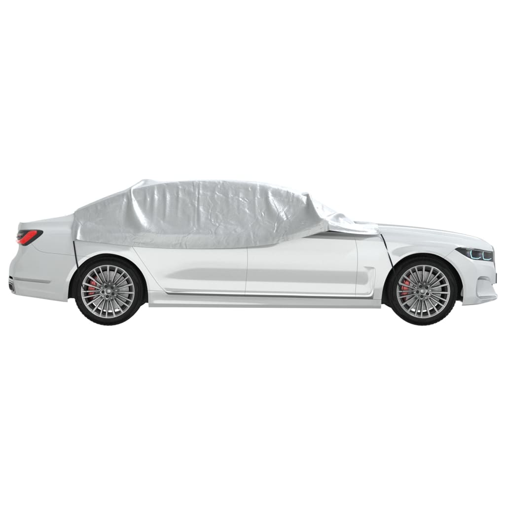 Half Car Cover with Hooks Silver XL