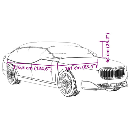 Half Car Cover with Hooks Silver XL