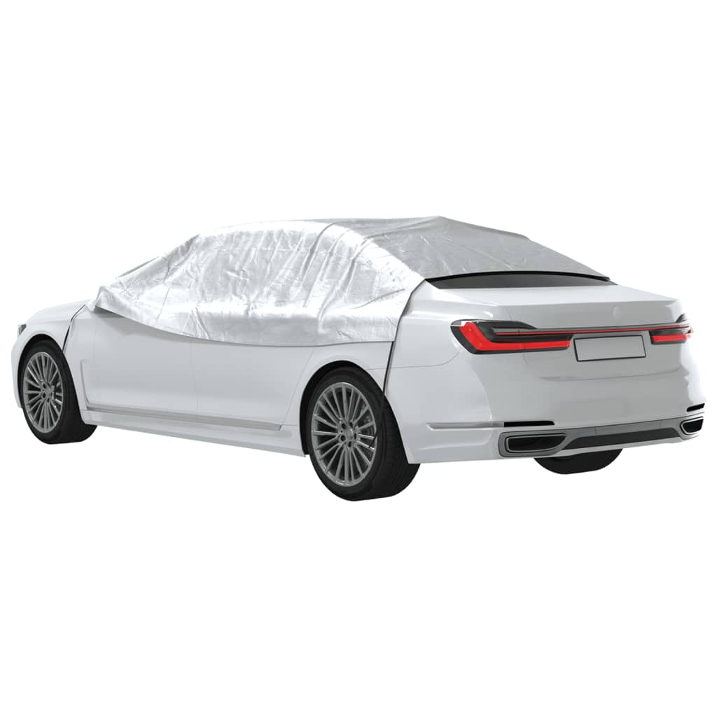 Half Car Cover with Hooks Silver L PEVA