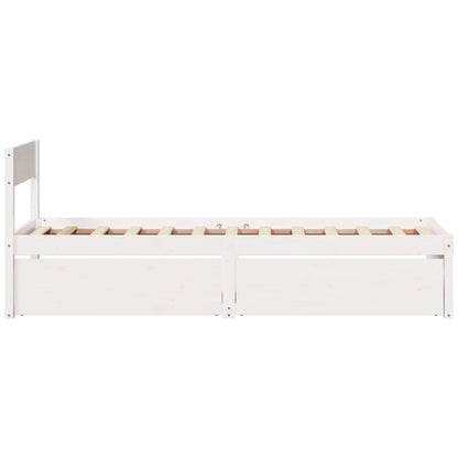 Bed Frame with Drawers White 90x200 cm Solid Wood Pine