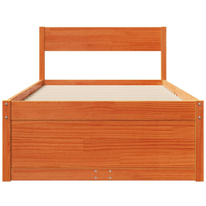 Bed Frame with Drawers Wax Brown 90x200 cm Solid Wood Pine