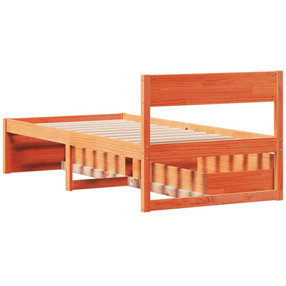 Bed Frame with Drawers Wax Brown 90x200 cm Solid Wood Pine