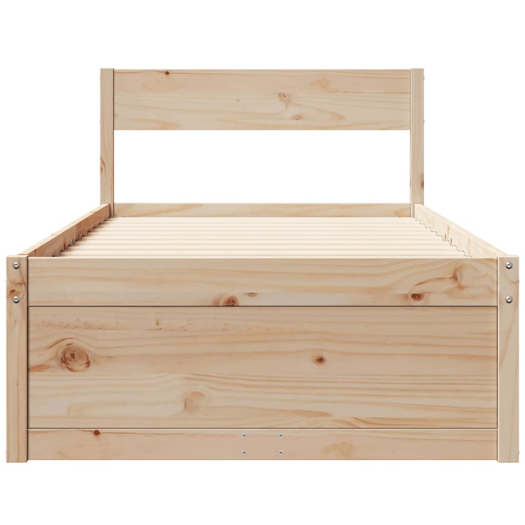 Bed Frame with Drawers 90x190 cm Single Solid Wood Pine