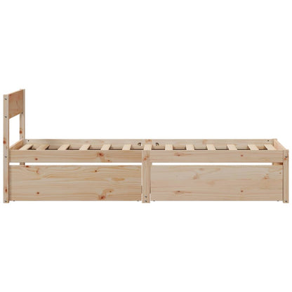 Bed Frame with Drawers 90x190 cm Single Solid Wood Pine