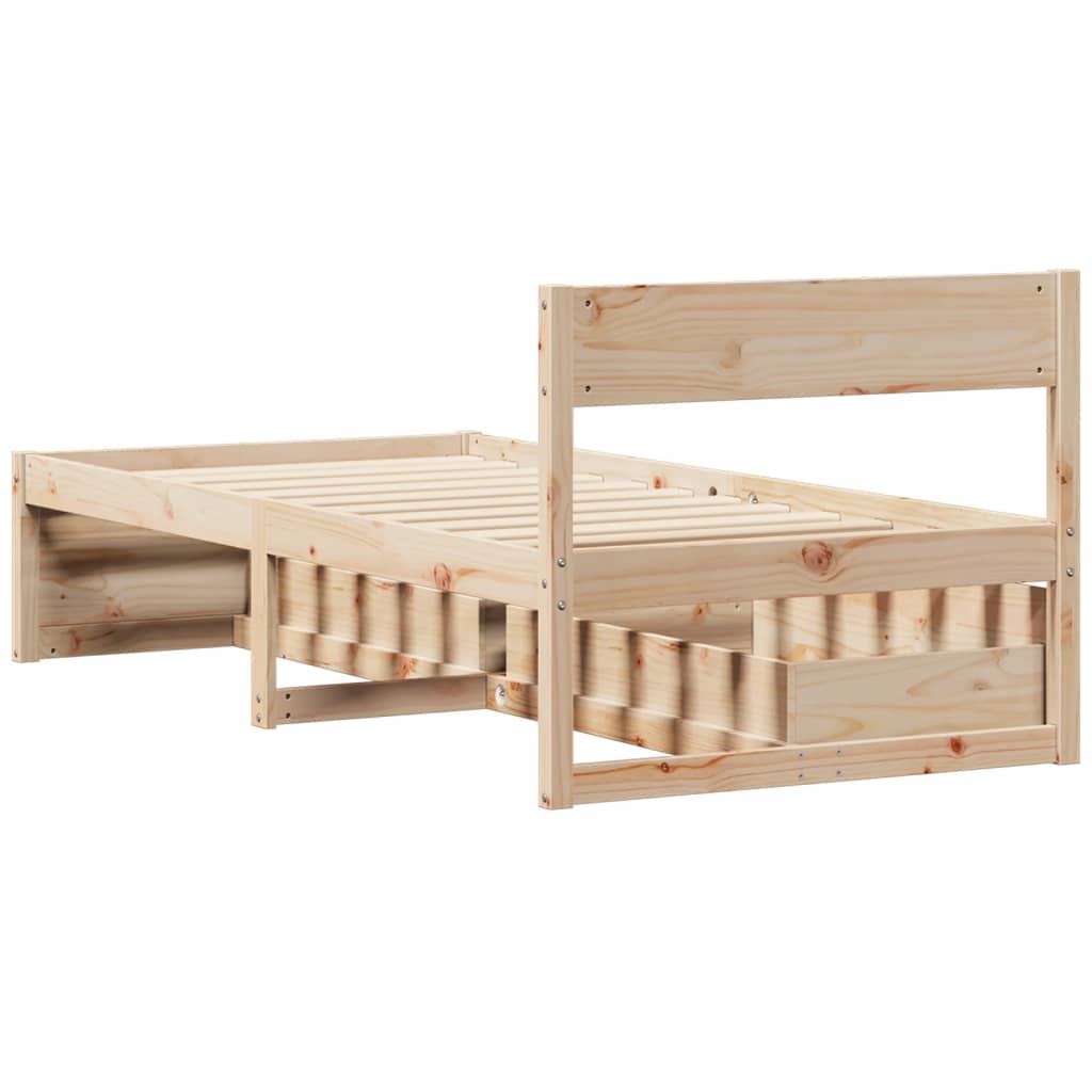 Bed Frame with Drawers 90x190 cm Single Solid Wood Pine