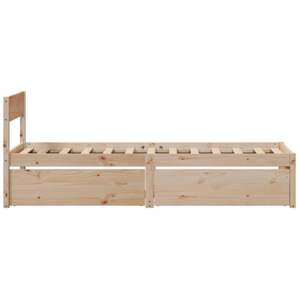 Bed Frame with Drawers 75x190 cm Small Single Solid Wood Pine