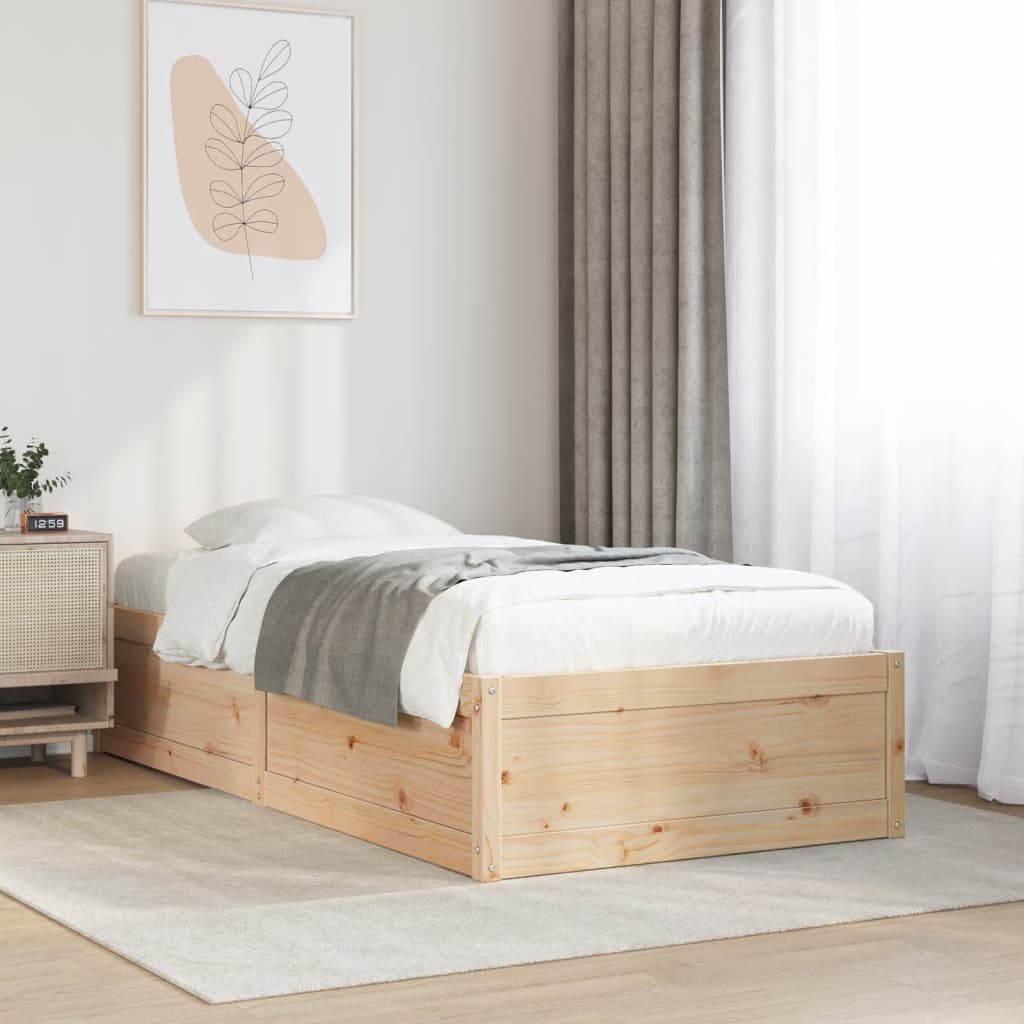 Bed Frame 100x200 cm Solid Wood Pine