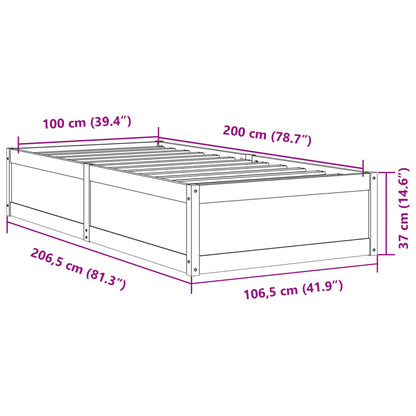 Bed Frame 100x200 cm Solid Wood Pine