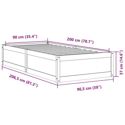 Bed Frame 90x200 cm Solid Wood Pine